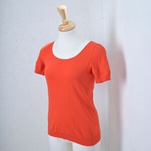 Banana Republic | Orange & white crew neck woman's t shirt